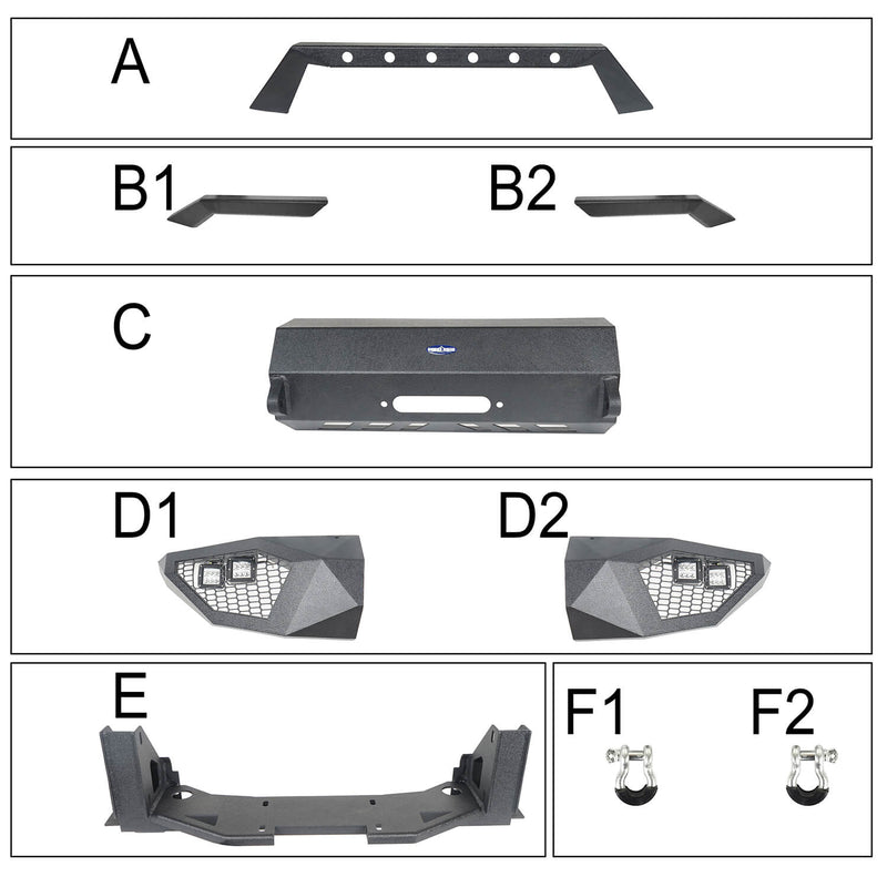 Load image into Gallery viewer, HookeRoad Full Width Front Bumper / Back Bumper / Roof Rack for 2014-2021 Toyota Tundra Crewmax b5000+b5003+b5004 10
