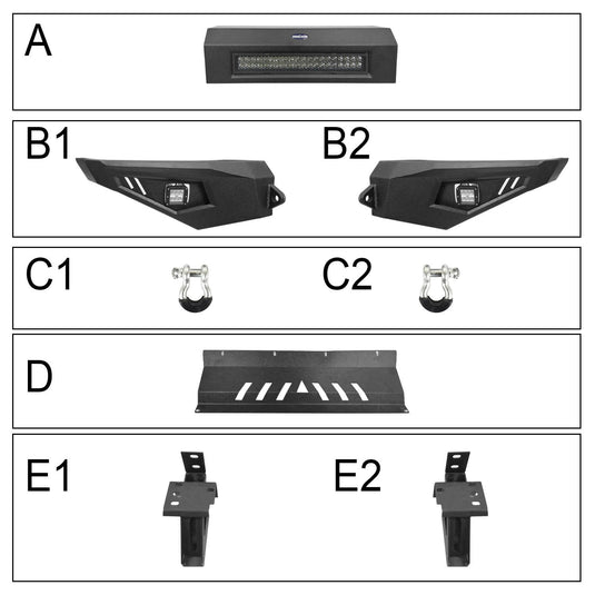 HookeRoad Full Width Front Bumper w/LED Lights for 2014-2021 Toyota Tundra b5000+b5001 16