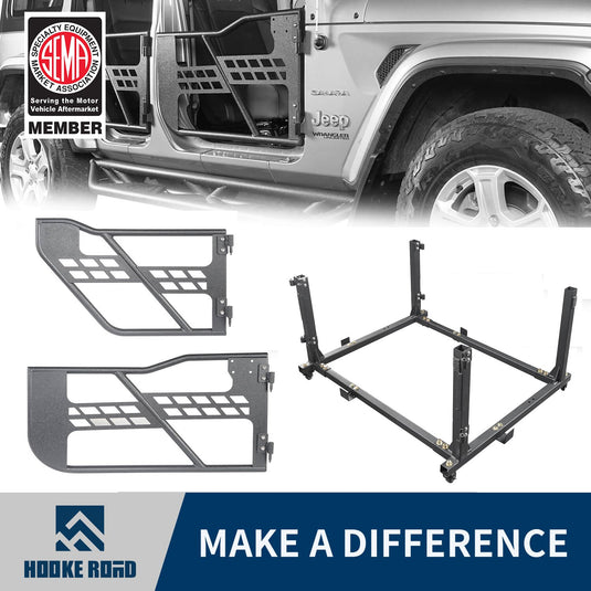 Hooke Road Tubular Door & Rock Crawler Door Storage(18-24 Jeep Wrangler JL & Jeep Gladiator JT 4 Doors)