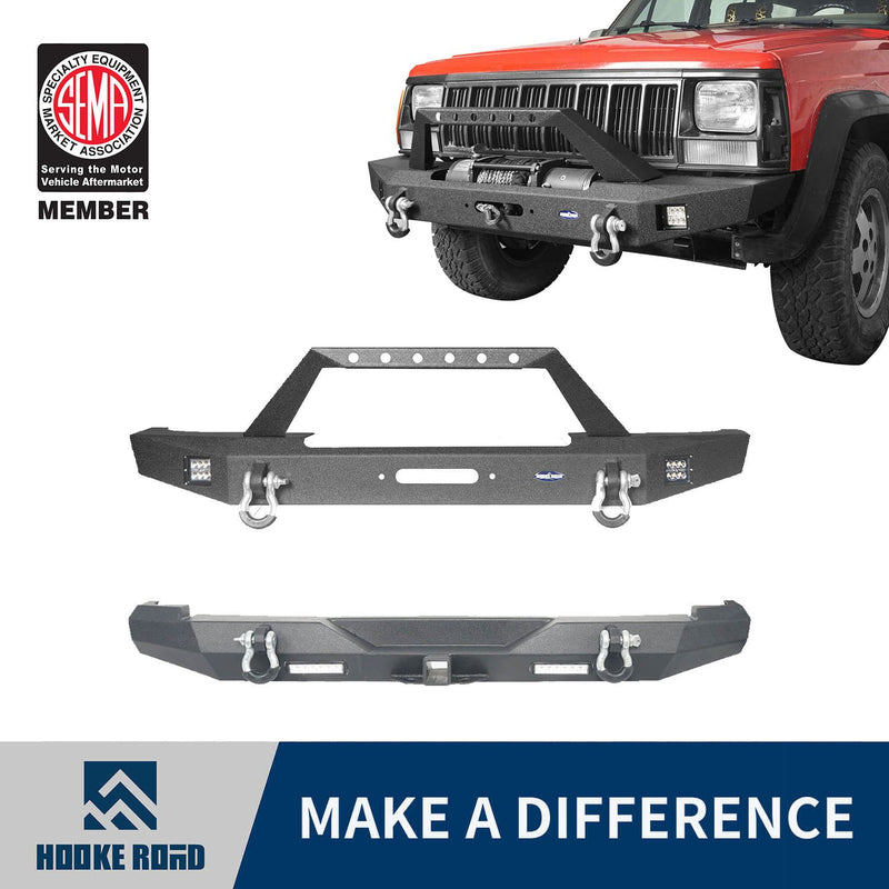 Load image into Gallery viewer, Hooke Road Full Width Front &amp; Rear Bumper Combo(84-01 Jeep Cherokee XJ)
