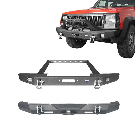 Hooke Road Full Width Front & Rear Bumper Combo(84-01 Jeep Cherokee XJ)